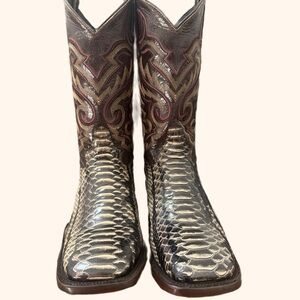 El General Brown and Gold Mens Exotic Leather Cowboy Boots